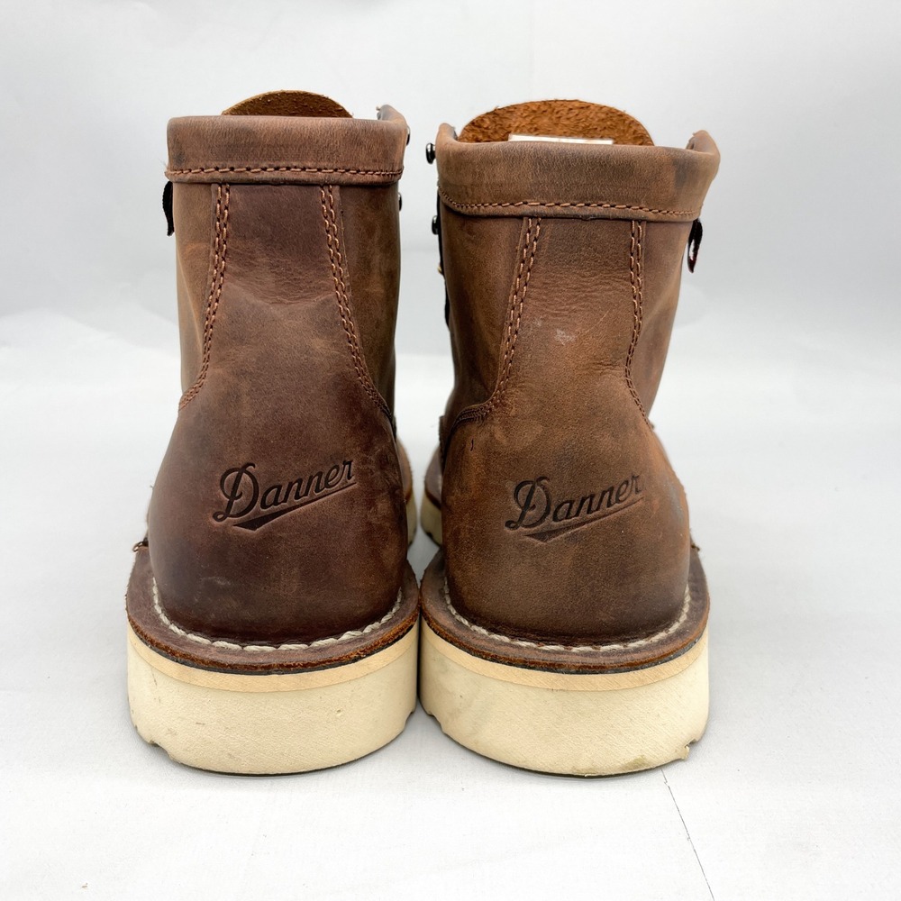 Danner Brown Leather Moc Toe Work Boot with White Sole - Picture 5 of 12